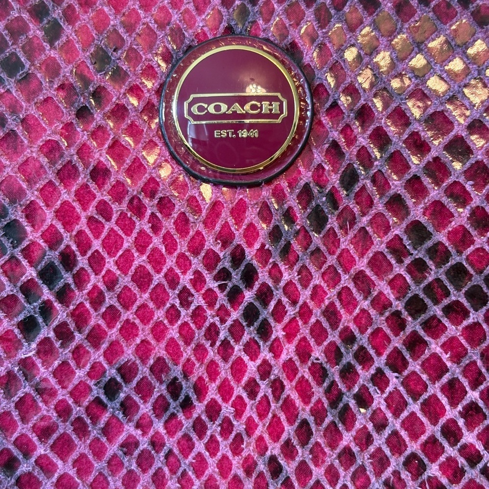 Coach Python Leather Zip Around Wallet - Raspberry - Picture 2 of 7